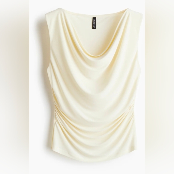 H&M Tops - H&M Elegant Cream Draped Blouse